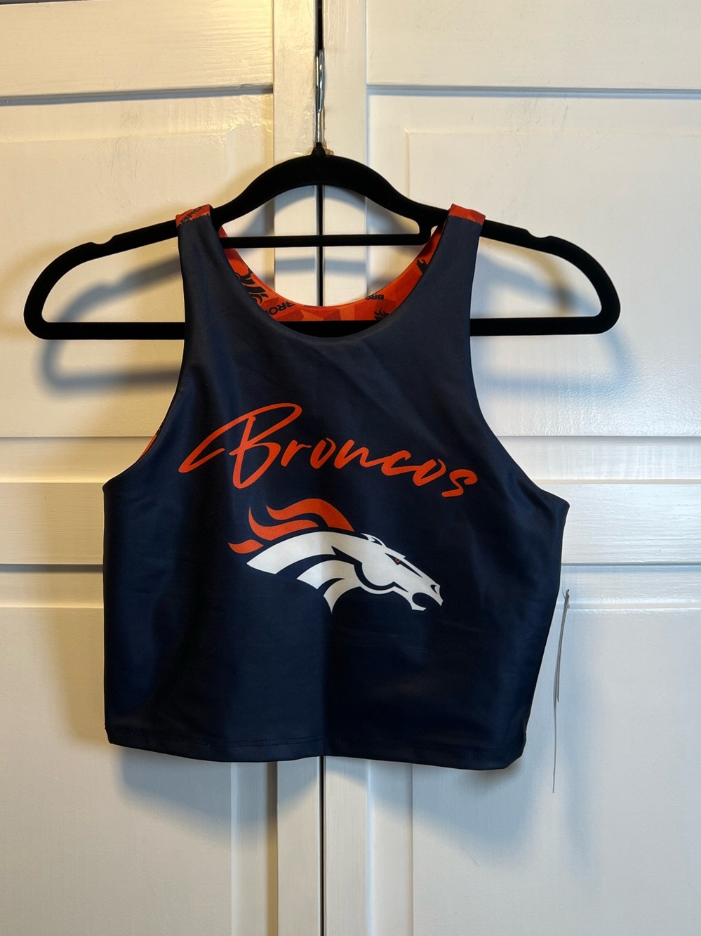 NWT Women’s Certo Denver Broncos Midi Tank Bra Size Small Color Navy/Orange